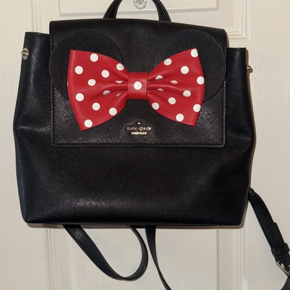 kate spade Handbags - Kate Spade Black Backpack with Red Polka Dot Accent